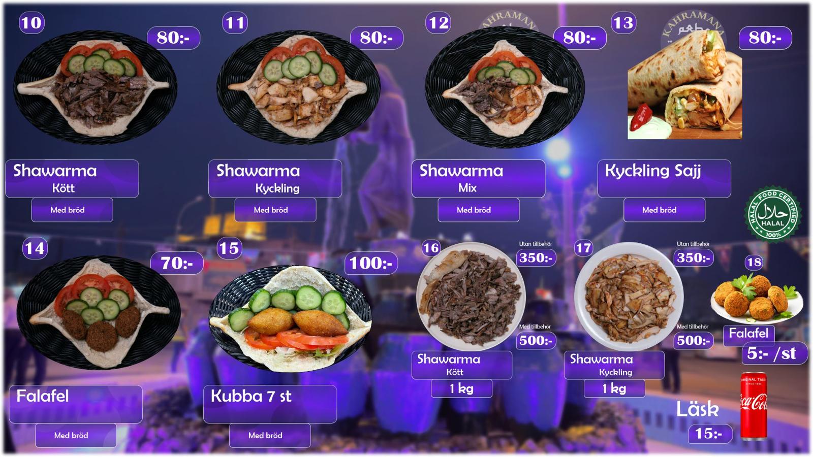 Meny sida 2 - Wraps och storpack